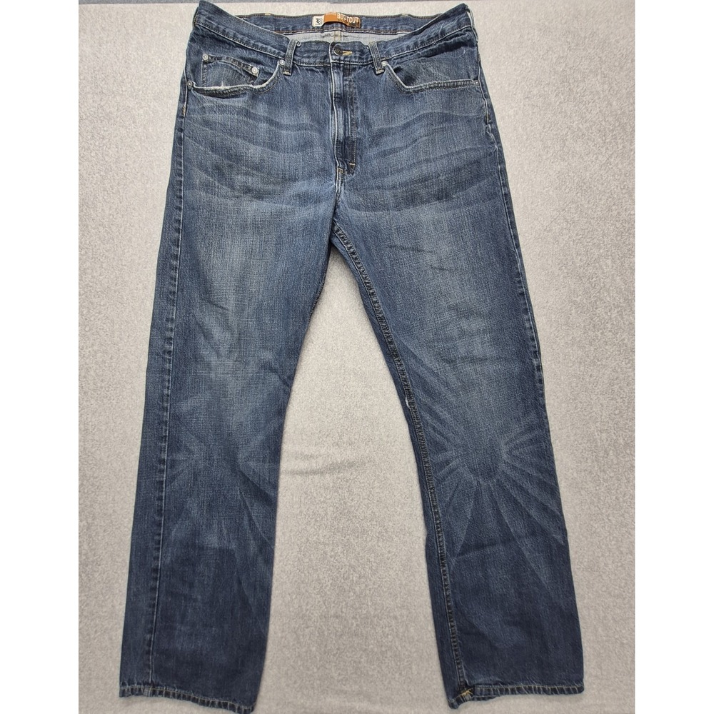Lee Dungarees Jeans Mens 36x34 Blue Relaxed Fit Bootcut Sunburst Fade Distressed